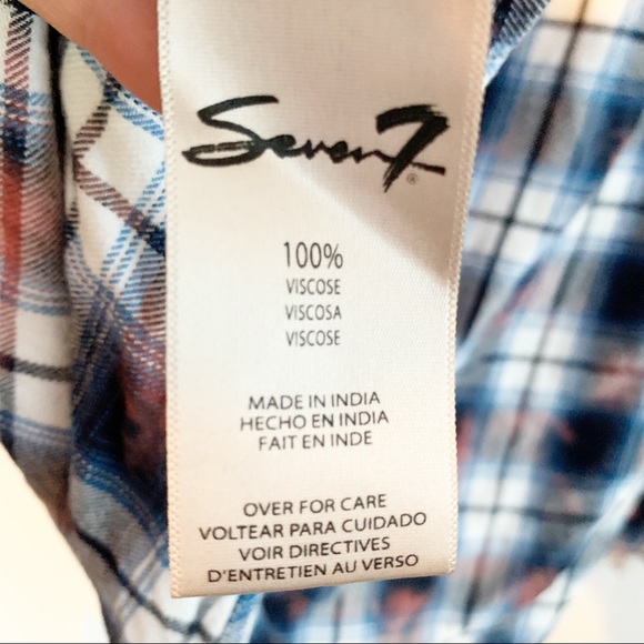 Seven7 Tie Dye Western Plaid Tie front Hi Lo Tunic with Fun Bell Sleeves Sz M - Picture 11 of 15